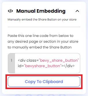 Screenshot of Manual Embedding-Copy To Clipboard